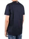 Men's Medium Weight Jersey Tipped Pocket Crewneck Short Short Sleeve T-Shirt Navy - THOM BROWNE - BALAAN 5