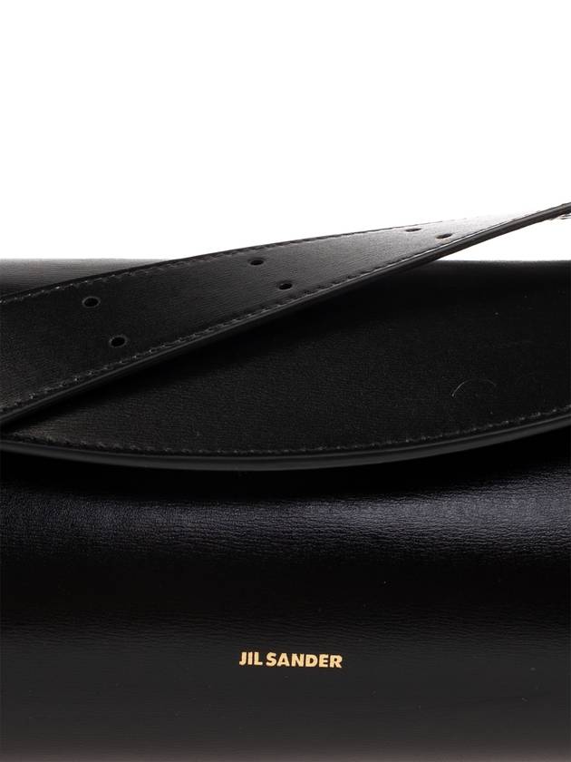 Cannolo Logo Leather Shoulder Bag Black - JIL SANDER - BALAAN 7