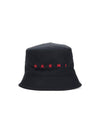 Embroidered Logo Cotton Bucket Hat Black - MARNI - BALAAN 1