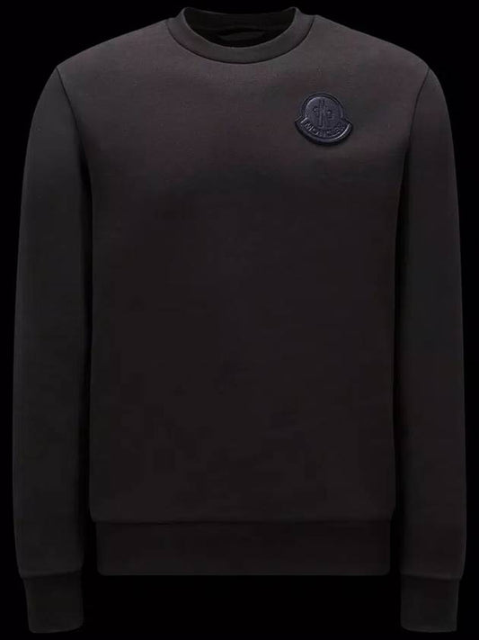 Men's Logo Crew Neck Cotton Fleece Sweatshirt Black - MONCLER - BALAAN 2