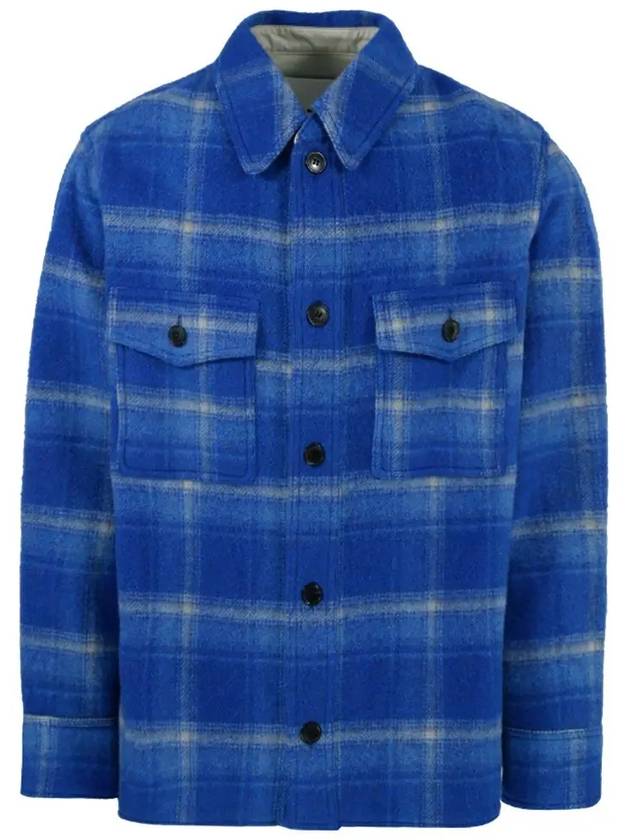 Gervon Check Wool Shirt Jacket Blue - ISABEL MARANT - BALAAN 3