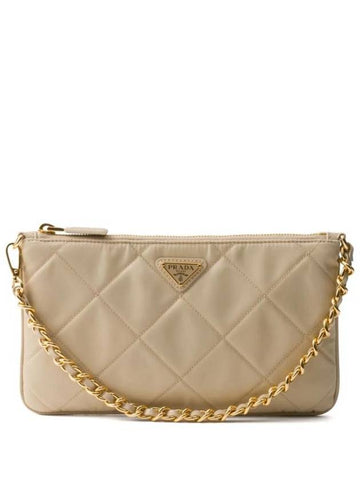 Triangle Logo Chain Pouch Beige - PRADA - BALAAN 1