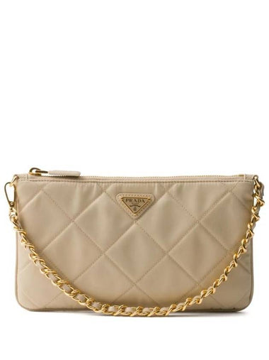 Triangle Logo Chain Pouch Beige - PRADA - BALAAN 1