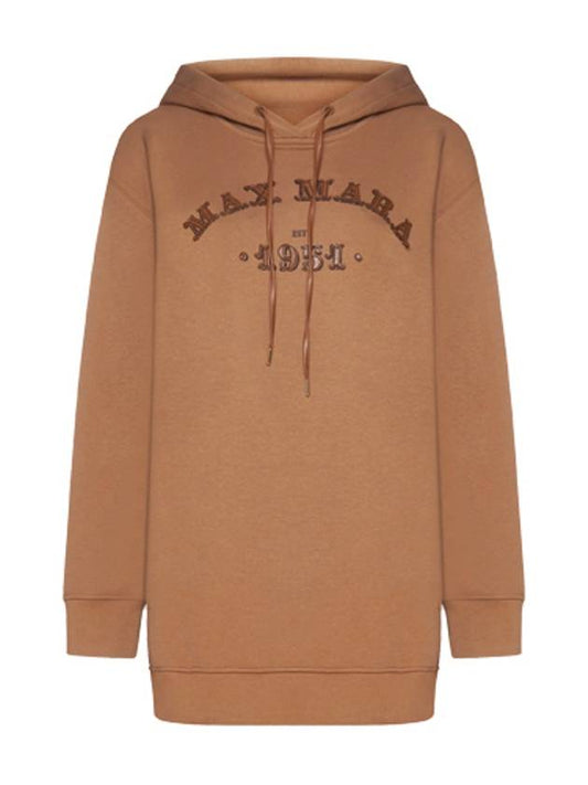 Adito Logo Cotton Hooded Top Camel - MAX MARA - BALAAN 2