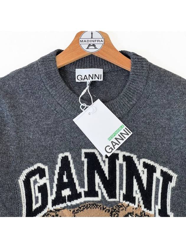 Graphic Bear Knit Top Grey - GANNI - BALAAN 8