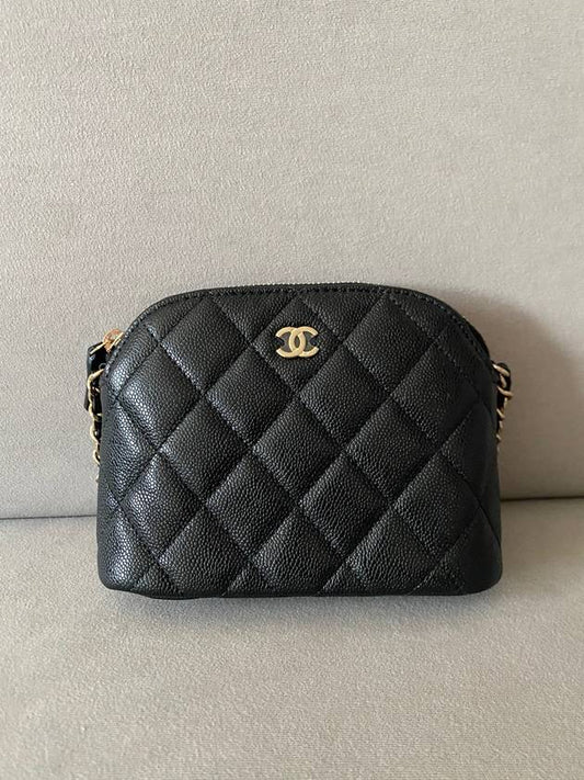 Half Moon Mini Chain Bag Caviar Black Gold AP4000 - CHANEL - BALAAN 2