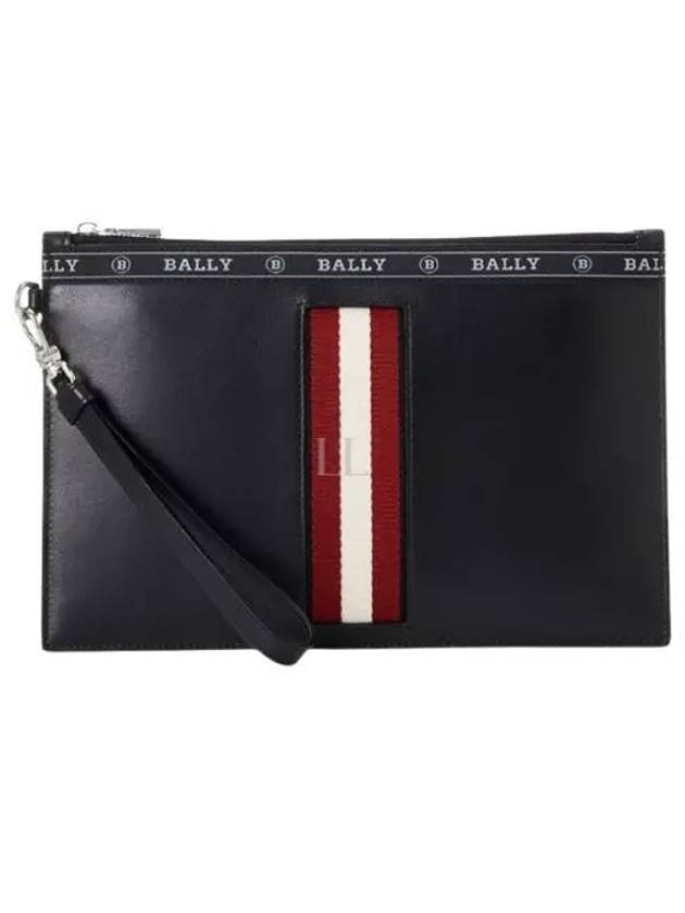 Barrier Logo Leather Zipper Clutch Bag Black - BALLY - BALAAN 2