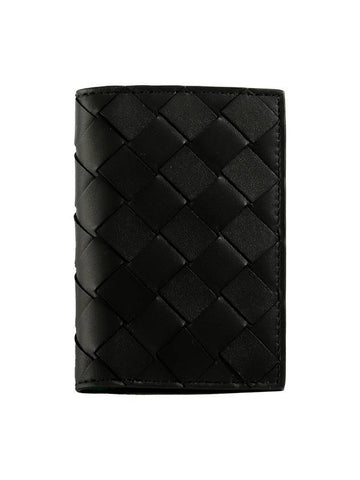 Intrecciato Flap Card Wallet Black Green - BOTTEGA VENETA - BALAAN 1