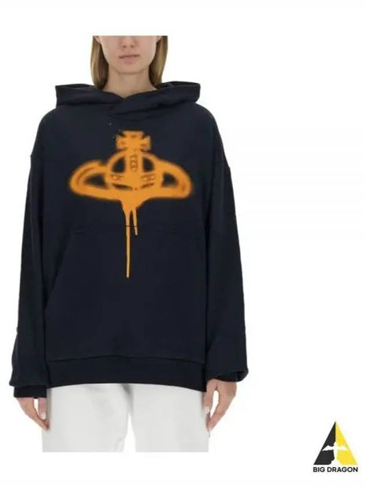 Spray ORB Logo Print Hoodie Navy - VIVIENNE WESTWOOD - BALAAN 2