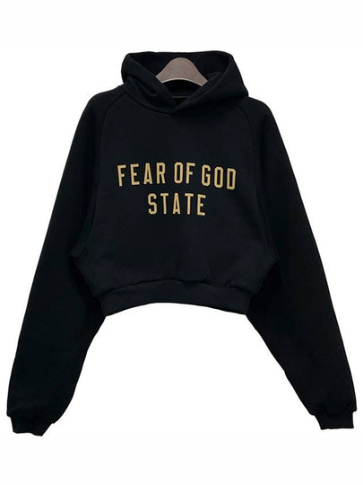 Women s Logo Fleece Crop Hooded Sweatshirt Black 192BT247350FW - FEAR OF GOD ESSENTIALS - BALAAN 2