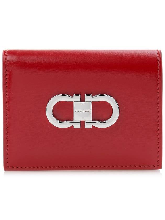 Women's Gancini Compact Bicycle Wallet 22 0627 FLAME RED 0770858 - SALVATORE FERRAGAMO - BALAAN 1