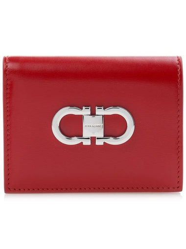 Women's Gancini Compact Bicycle Wallet 22 0627 FLAME RED 0770858 - SALVATORE FERRAGAMO - BALAAN 1