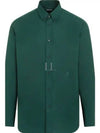 Cotton Oxford Long Sleeve Shirt Green - BURBERRY - BALAAN 2