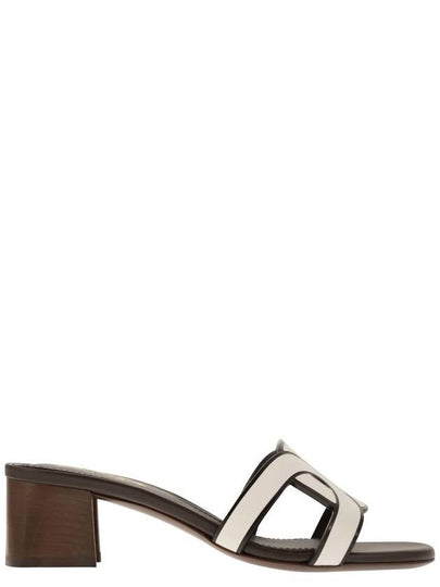 Cut Out Logo Detail Leather Sandal Heels White - TOD'S - BALAAN 2