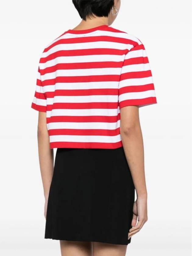 Organic Cotton Boxy Stripe Short Sleeve T-Shirt Red White - PATOU - BALAAN 6