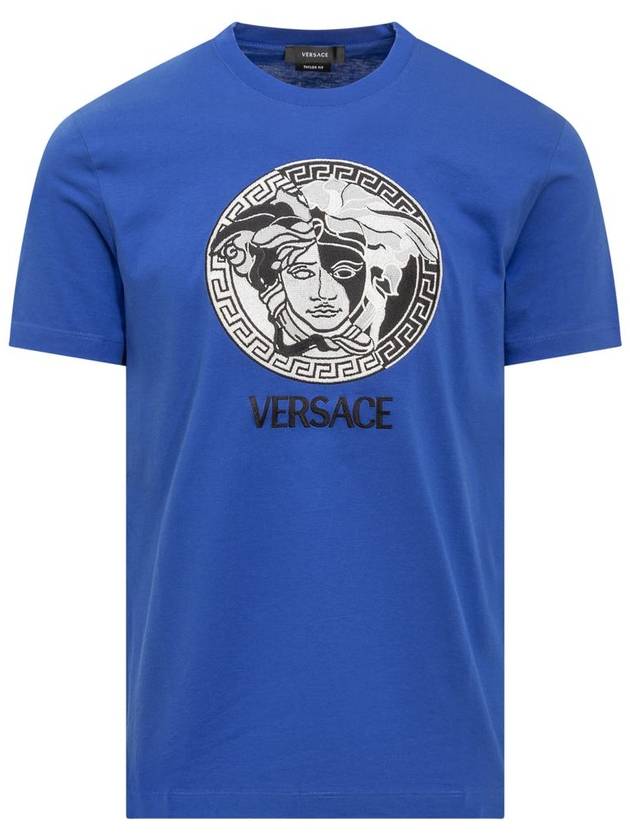 Long Sleeve T-Shirt 10069841A04967 1UE30 BLUE - VERSACE - BALAAN 2