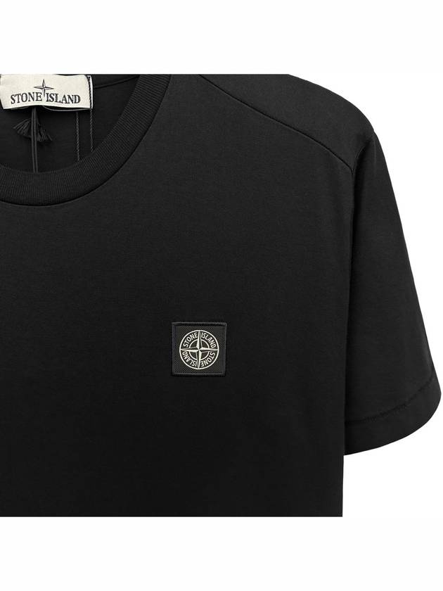 Logo Patch Cotton Short Sleeve T-Shirt Black - STONE ISLAND - BALAAN 4