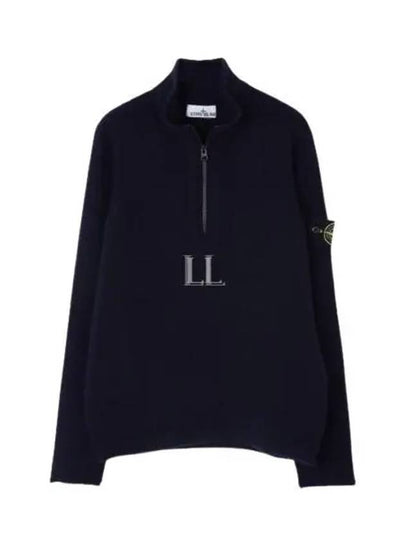 Wappen Patch Lambswool Half-Zip Knit Top Navy - STONE ISLAND - BALAAN 2