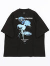Jellyfish Bag Logo Cotton Short Sleeve T-Shirt Black - WOOYOUNGMI - BALAAN 3