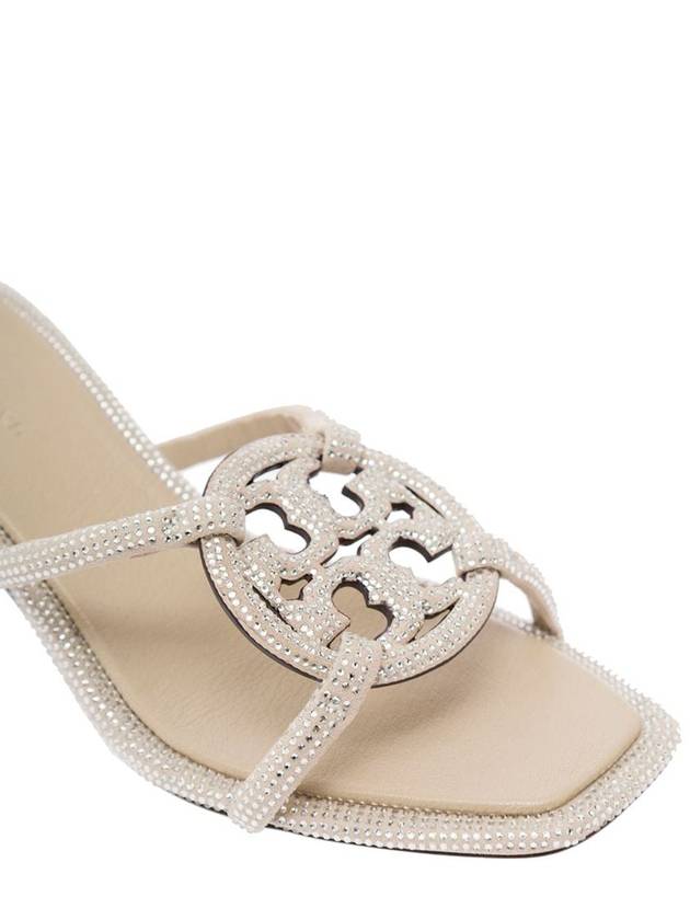 Silver Sandals With Rhinestone And Double T Detail In Leather Woman - TORY BURCH - BALAAN 3