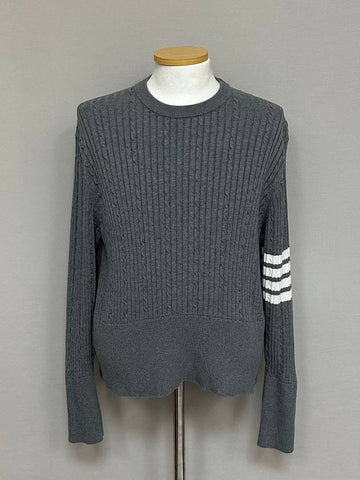 Diagonal cable ribbed knit 100 - THOM BROWNE - BALAAN 1