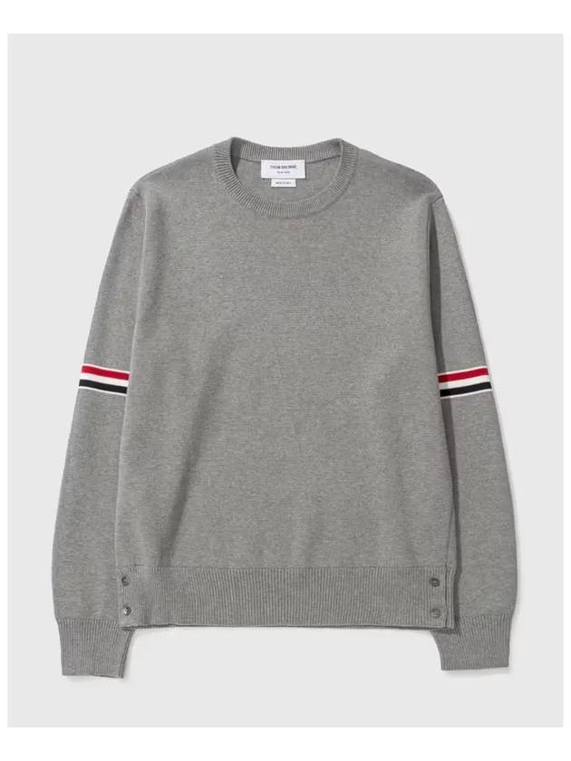 Men's Milan Stitch Armband Crew Neck Knit Top Light Grey - THOM BROWNE - BALAAN 3