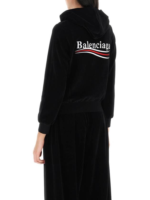 logo velvet hoodie black - BALENCIAGA - BALAAN 4