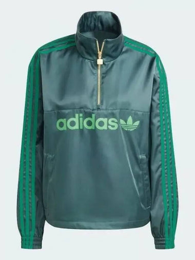 Satin Half Zip-Up Windbreaker Mid Green - ADIDAS - BALAAN 1