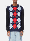 Argyle Pattern Wool Knit Top Blue - MARNI - BALAAN 3