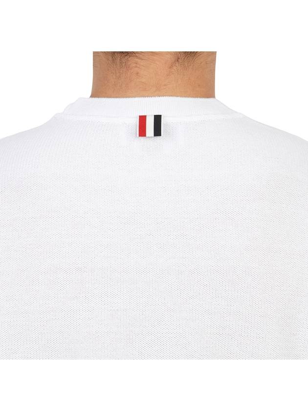 Textured Cotton Stripe Short Sleeve T-Shirt White - THOM BROWNE - BALAAN 10