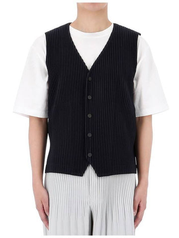 Pleated Basic Vest Navy - ISSEY MIYAKE - BALAAN 1