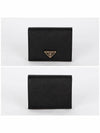 Gold Hardware Triangle Logo Saffiano Half Wallet Black - PRADA - BALAAN 3