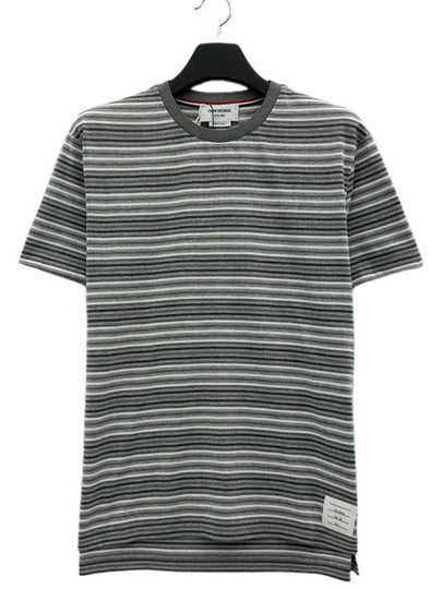 Men's Striped Midweight Jersey Short Sleeve T-Shirt Grey - THOM BROWNE - BALAAN 2