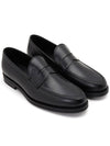 Men's Stamped Monogram Semi Glossy Leather Loafers Black - TOD'S - BALAAN 4