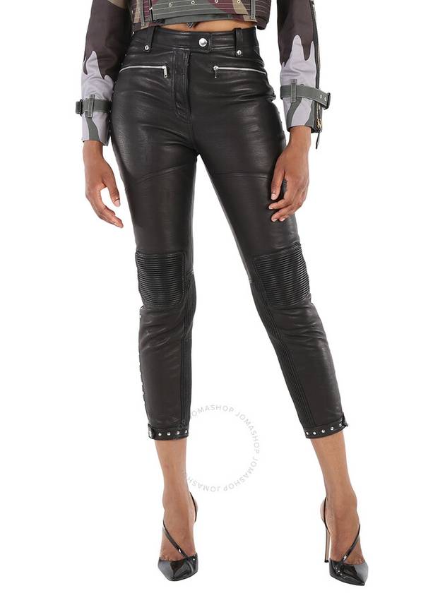 Studded Leather Zip Dale Straight Pants Black - BURBERRY - BALAAN 2