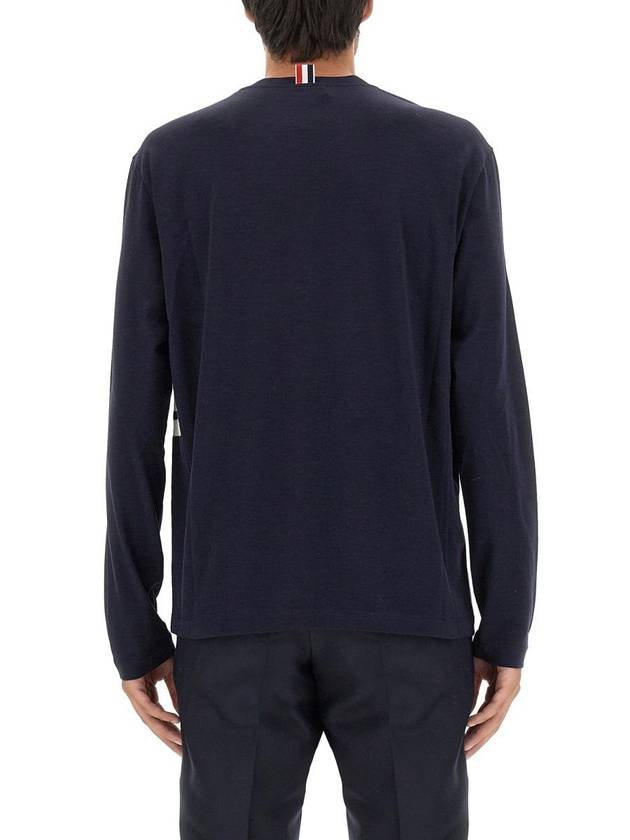 Wool Jersey 4-Bar Long Sleeve T-Shirt Navy - THOM BROWNE - BALAAN 4