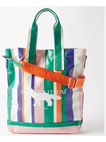 Maison Kitsune Profile Fox Stripe Canvas Top Handle Tote Bag - MAISON KITSUNE - BALAAN 1