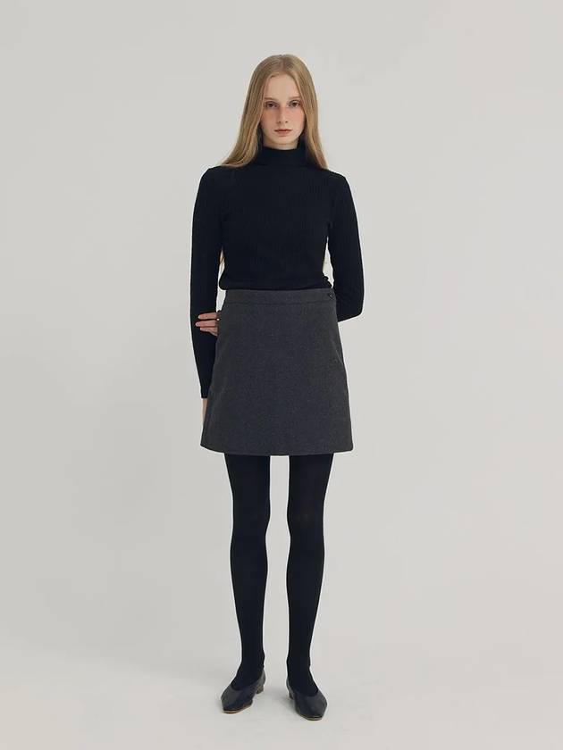 Tencel Wool Mini A-Line Skirt Charcoal - LESEIZIEME - BALAAN 2