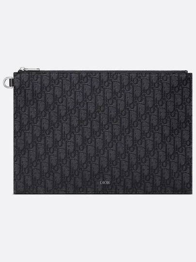 A4 Oblique Jacquard Clutch Bag Black - DIOR - BALAAN 2