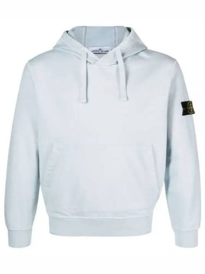 Logo Patch Cotton Fleece Hoodie Light Blue - STONE ISLAND - BALAAN 2