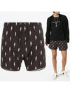 Men's Lightning Bolt Print Swim Shorts Black - NEIL BARRETT - BALAAN.