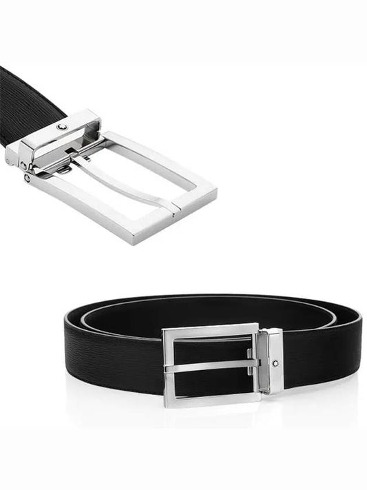 Steel Pin Buckle 35mm Leather Belt Black - MONTBLANC - BALAAN 2