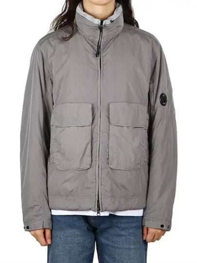 Lens Wappen Pocket High Neck Nylon Zip Up Jacket Grey - CP COMPANY - BALAAN 2