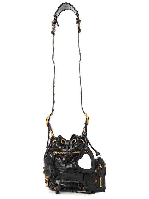 Le Cagol XS Leather Bucket Bag Black - BALENCIAGA - BALAAN.