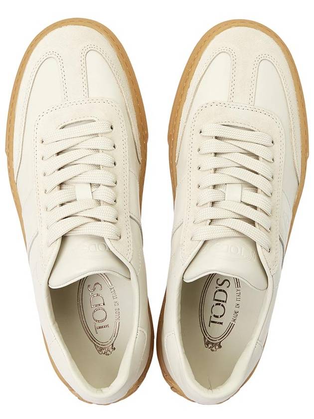 Round Toe Leather Low Top Sneakers White - TOD'S - BALAAN 3