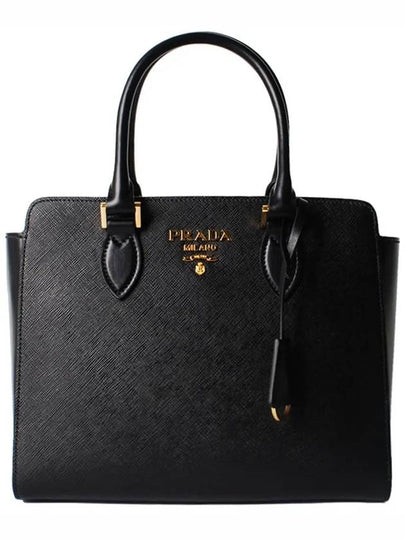 Triangle Logo Saffiano Tote Bag Black - PRADA - BALAAN 2