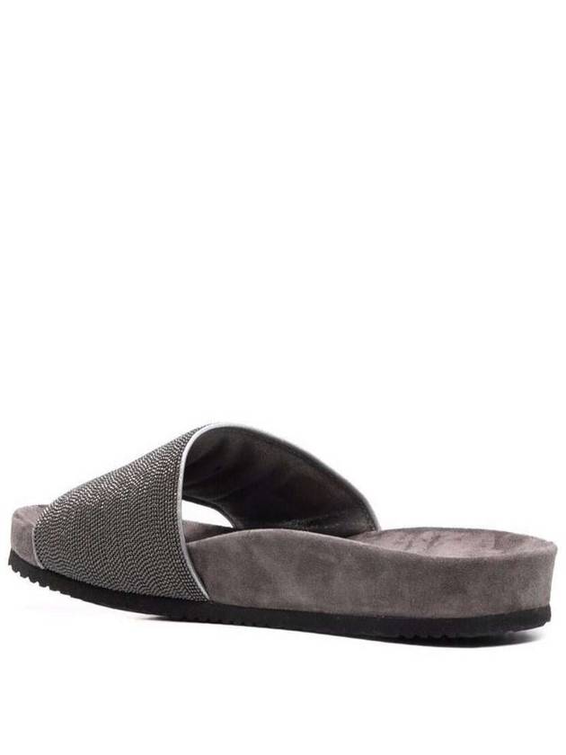 Monili Strap Suede Slippers Grey - BRUNELLO CUCINELLI - BALAAN 4