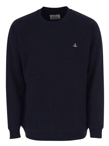 Men's ORB Embroidery Logo Crew Neck Sweatshirt Navy - VIVIENNE WESTWOOD - BALAAN 1