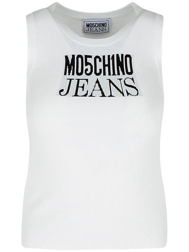 Moschino Jeans White Cotton Tank Top - MOSCHINO - BALAAN 1