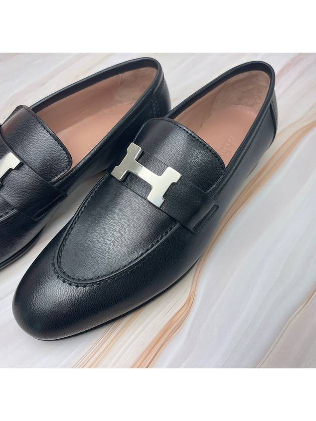 Paris Loafers Goatskin Palladium Noir - HERMES - BALAAN 3